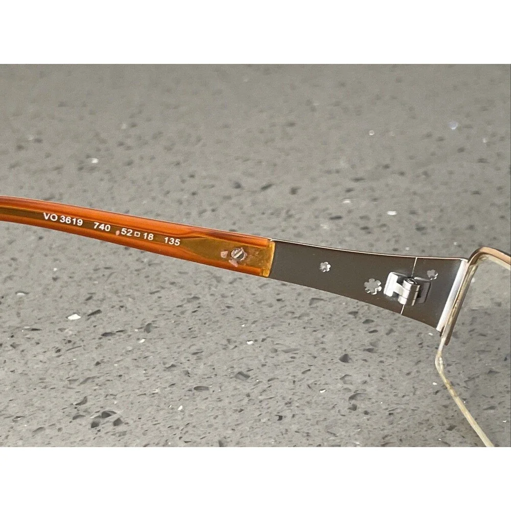 Vogue Half rim Eyeglasses FRAMES ONLY VO3619 740 52-18-135 Shiny Brown Orange